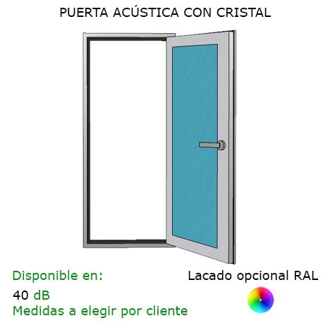 Puerta acústica de 40, 45, 50 dB, Insonoriza, Lacada, Barata